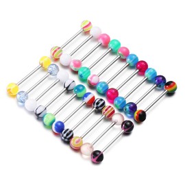 20pcs Tongue Bars Colorful Tongue Rings Bar Stud for Women & Girl, Random Color