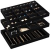 ProCase Stackable Large Jewelry Drawer Organizer, 3 Pack Velvet Jewelry