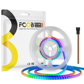 FCOB 3.2FT WS2812B 5V COB RGB LED Strip Light 160 LEDs/m, 5MM Utral Thin Individual Addressable Flexible High Density Dream Color Lights Strips 160IC for Home Car PC Decor (No Adapter/Controller)