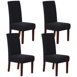 Smarcute Dining Chair Covers Stretch Removable Washable Chair Covers Chair Protector Home Decor Spandex Jacquard Dining Chair Protector Cover for Dining Room Set of 4, Black