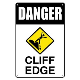 Estiyond Danger Cliff Edge Sign Metal Aluminum Tin Sign Uv Protected And Weatherproof 12""X8""
