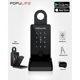 Smart Fingerprint Lock Box for Keys with Code, Wireless Remote Access Key Lock Box for Outside, Digital Key Lockbox for Realtor Airbnb, Work Offline