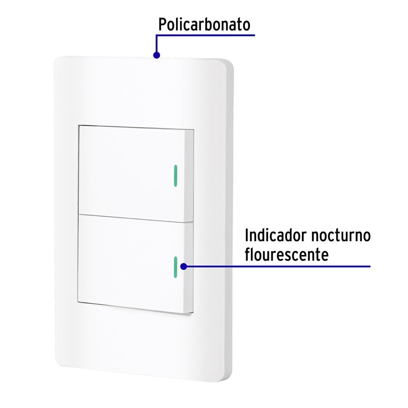 Volteck PA-APDO15-ELB, Placa armada blanca 1 interruptor sencillo y 1