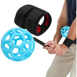 FINGER TEN Golf Swing Trainer Impact Smart Ball with Adjustable Training Wristband Wrap, Golf Posture Corrector Portable Lightweight Practice Tool for Golfer Beginner (Blue)