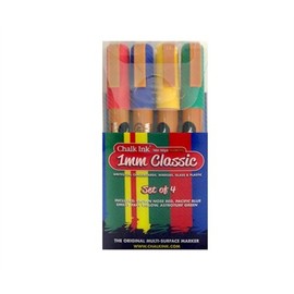 Chalk Ink Classic Wet Wipe Markers, 1mm, 4-Pack