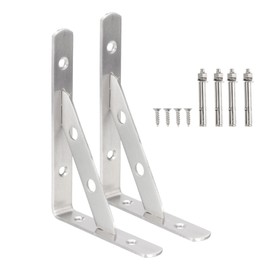 PATIKIL Wall Shelf Brackets 6", 2 Pack Heavy Duty Stainless Steel Collapsible Wall Mounted Shelf Bracket Removable Max Load 220lb Space Saving for Table, Silver