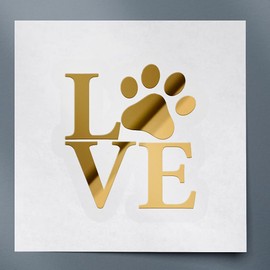 Love with Paw Print (Metallic Gold) (Set of 2) Premium Waterproof Vinyl Decal Stickers for Laptop Phone Accessory Helmet CAR Window Mug Tuber Cup Door Wall Decoration - ANGstic0d6283GO