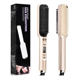 CIICII Cepillo Electrico Planchar Cabello, Cepillo Peine Alaciador Y Rizador De Pelo 2 En 1, Temperatura Ajustable 30 Niveles Libremente, Peine Alisador Eléctrico Portátil, Regalo Ideal Para Mujeres