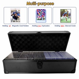 WUTONMU Toploaders Storage Box Hold 230+ 35PT 3"x4" Standard Toploaders, Hard Aluminum Alloy Top Loader Storage Case, Trading Card Storage Box for Game/Sports Cards & One Touch