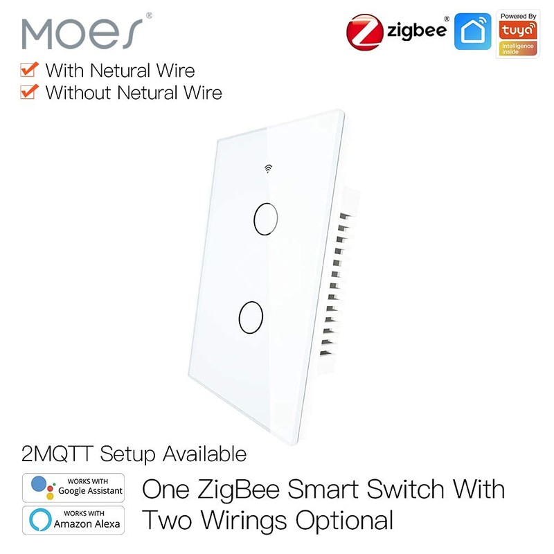 MOES ZigBee Smart Touch Wall Light Switch,Requires Tuya ZigBee Hub,No