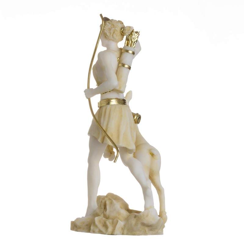 Goddess Artemis Diana Greek Statue Nature Moon Gold Tone Alabaster
