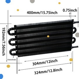 ACmango 6 Pass Ultra-Cool Tube and Fin Transmission Cooler Universal 5/16" Oil Cooler Kit 403 Aluminium Black??