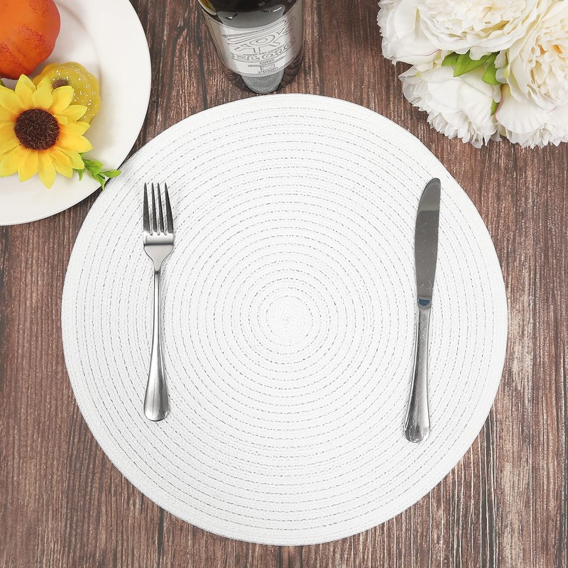 SHACOS Round Braided Placemats Set of 6 Round Table Mats
