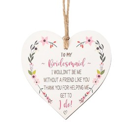 Bridesmaid Gifts for Women Wooden Plaque Ornament Keepsake Sign Heart Hanging Plaque Bridesmaid Proposal Gifts for Sister Wedding Christmas Ornament Plaque Keychain