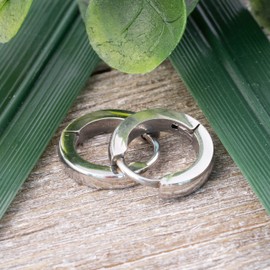 Slim Hoop Earrings by Bungsa®, Silver, Gold, Rose Gold, Unisex, Stainless Steel