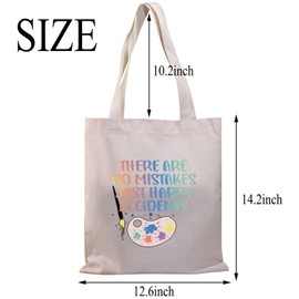 PLITI Art Lover Gift There Are No Mistakes Just Happy Accidents Art Student Inspirational Tote Bag (No mistakes TGU)