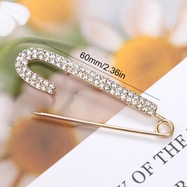 Women's Brooch Rhinestone Pearl Cardigan Scarf Clip Sweater Scarf Clip Jeans Lavalier Clothing Accessories Pack of 2, Crystal