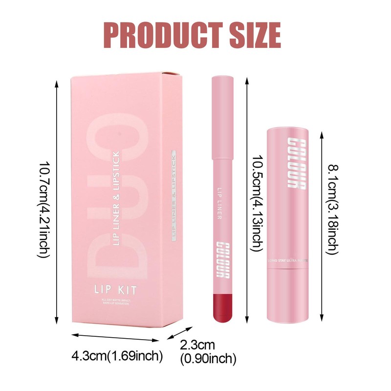 Purple Pink Lipstick Lip Liner Set, Violet Matte Lipliner Long