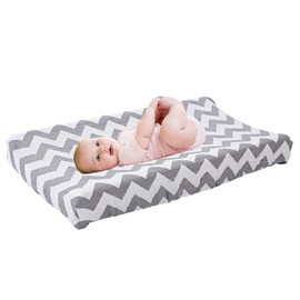 Baby Floral Windel Wickelunterlage Cradle Matratze Wickelauflagen, Säugling Stretchy Stoff Wickeltisch Abdeckung Wickelunterlage Baby Nursery Windel Wickelunterlage 32''X 16 '' (Graue Welle)