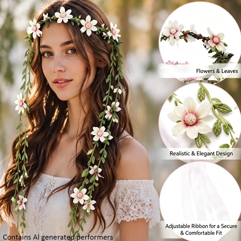 1 Piece Pink Fairy Floral Headband for Renaissance Party