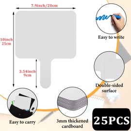 Acrux7 25 Pack Dry Erase Paddles 10" x 8" Handheld Whiteboard Paddles, Double Sided White Board Auction Paddle, Small Dry Erase Answer Paddles for Classroom, Teaching, Auction, Office, Meeting, Party