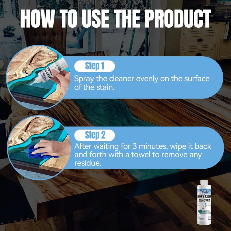 JAOJAO Resin Cleaner, Epoxy Remover Quick Dissolving Remove Uncured Resin