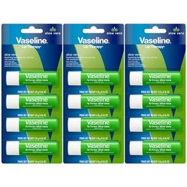 Vaseline- Lip Therapy Aloe Fresh - Bálsamo labial hidratante en barra, humectante para labios secos, 0,16 oz cada uno