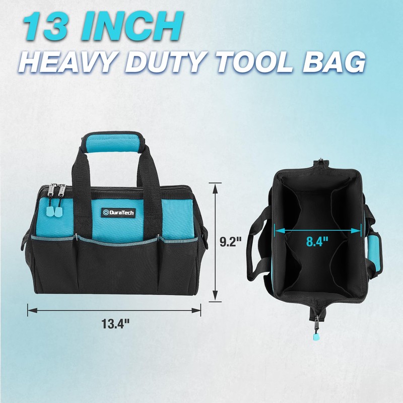 DURATECH 13-Inch Small Tool Bag with 9 Pockets, Tool Bags