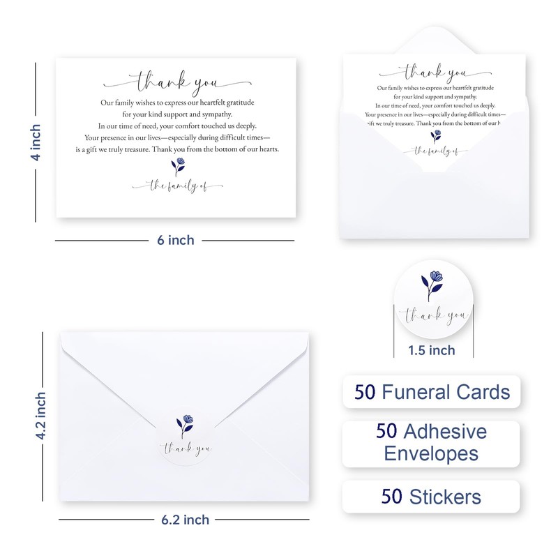 Slyitokbhr Thank You cards for Funeral with Envelopes Message Inside