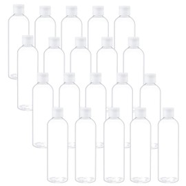 Trendbox Botellas transparentes de 250 ml con tapa abatible, sin BPA, contenedores de viaje para champús, lociones y aceites de masaje, paquete de 20