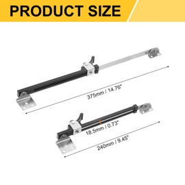sourcing map 1Pcs 15 Inches Window Hinges, Stainless Steel Casement Window Stays, Adjustable Friction Stay Hinges Window Brace with Screw, Black