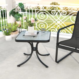 Black Tempered Glass Top Patio Table with Heavy-Duty Metal Frame for Garden Poolside-Outdoor Tablescolor: Black Color