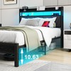 VERFARM Full Bed Frame with LED Lights Storage Upholstered Headboard
