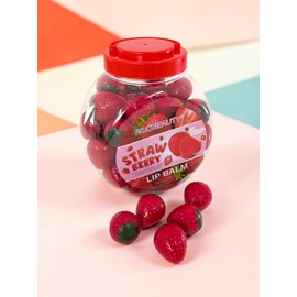 Set de 50 Bálsamos Labiales Lip Balm con Forma de Fresa y Llavero- Brilla, Hidrata, Repara y Nutre los Labios, Aroma y Sabor a Fresa.