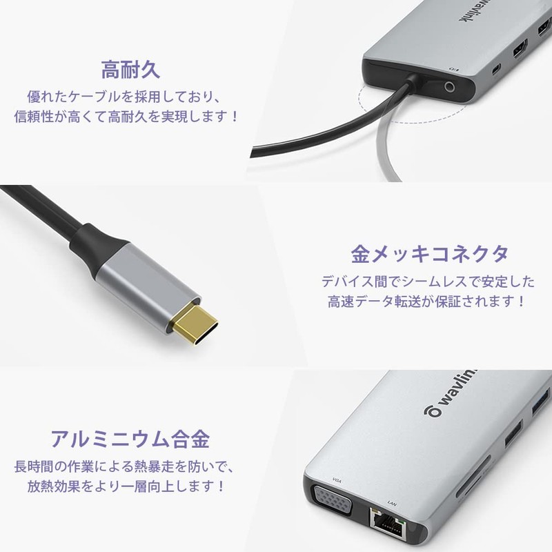 WAVLINK USB Type-C 12-in1 Mini Docking Station HDMI Adapter 4K