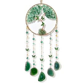 Dream Catchers-Large Adult Crystal Tree of Life Green Agate Wall Hangings