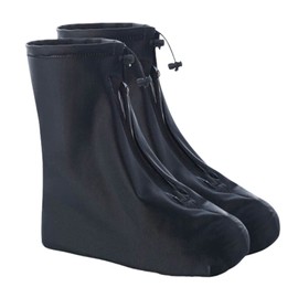 Cubre Zapatos Impermeable, Protectores de Zapatos para Lluvia, Cubiertas de Zapato Reutilizable con Cremallera, Botas de Lluvia al Aire Libre para Hombres y Mujeres (Negro, L)