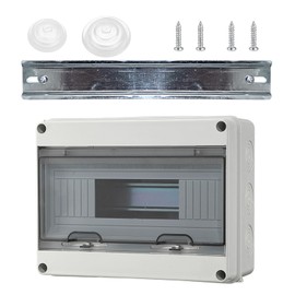Surface-Mounted Fuse Box, Distribution Box Surface-Mounted, IP65 Fuse Box, Dustproof, Surface-Mounted Distribution Box for Gardens, Outdoors, Villas, Charging Stations, 20 x 15.2 x 9.3 cm