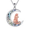 JERWLI Fox on Moon Necklace 925 Sterling Silver Fox Pendant