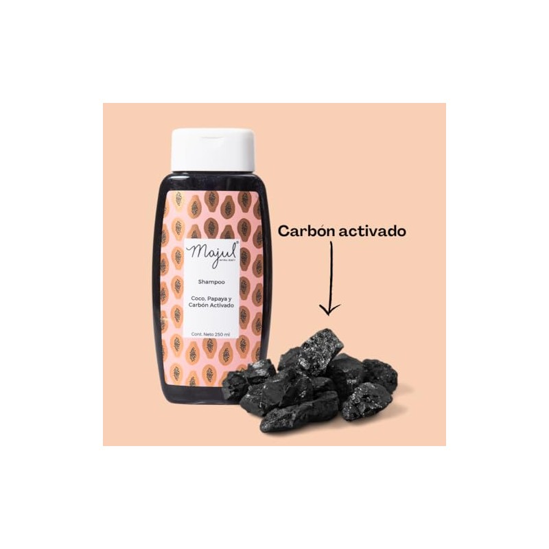 shampoo y acondicionador de papaya, coco y carbón activado, unisex,