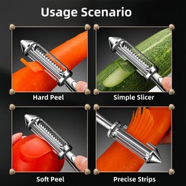 DOIAESKV Premium Swivel Vegetable I-Peeler For Kitchen, Potato Peelers With Blemish remover For Home Cooks and Chefs,Stainless Steel Serrated and Julienne blade (Silver)