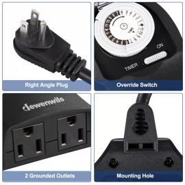 DEWENWILS Outdoor Timer Outlet Switch Waterproof 24-Hour Programmable Timer