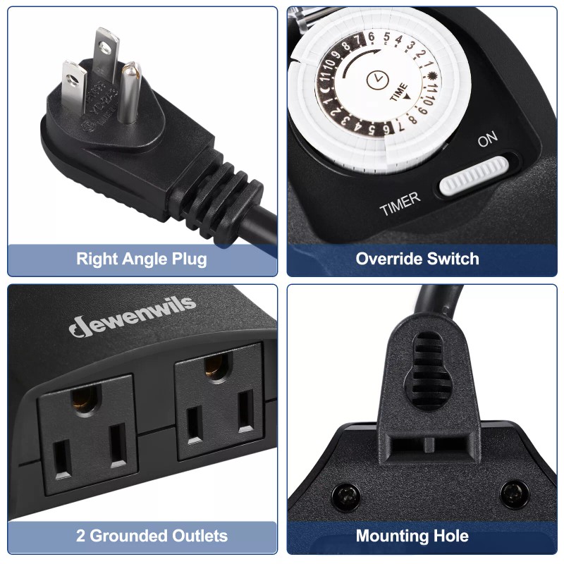 DEWENWILS Outdoor Timer Outlet Switch Waterproof 24-Hour Programmable Timer