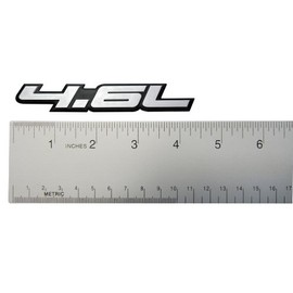 ERPART 4.6L Liter Embossed Silver on Black Highly Polished Silver Real Aluminum Auto Emblem Badge Nameplate Compatible with Ford Lincoln (Pack of 2)