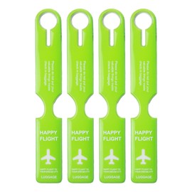 Veki Pack of 4 Waterproof PVC Suitcase Tags, Luggage Tags with Name Plate, Address Tag, Suitcase Handbag Labels, Cruise Luggage Tags for Travel Bags, Suitcases, Backpacks (Green)