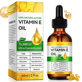 Pure Vitamin E Oil for Skin & Hair - Natural Bio Oil Scar Treatment, Vitamin E Capsules for Face (2 Fl Oz) - Non GMO, Cold Pressed, Moisturizing & Easy to Absorb
