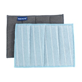 WENKO Miko Microfibre Cleaning Sponge, Set of 2, Universal Dish Sponge, Extra Absorbent Dish Cloths Can Be Used Without Detergents, Each 23 x 0.7 x 17 cm in Grey and Blue