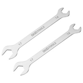 sourcing map 2pcs Thin Open End Wrench 14mm x 17mm Metric Sandblasting Plated 3cr13 Stainless Steel, Double Ended Slim Spanner for Household Maintenance and General Repairs