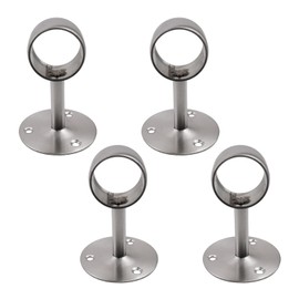 Risbay 4Pcs Stainless Steel Closet Rod Flange,1.5-Inch Dia.Adjustable Shower Curtain Closet Rod Holder Pipe Flange Socket Ceiling Mount Bracket,Silver