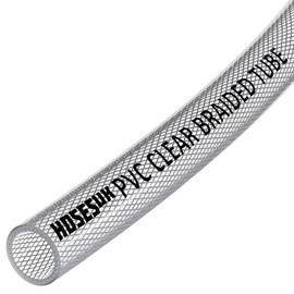 10mm (3/8") ID PVC Clear Reinforced Braided Air, Water, Oil, Gas, Food Flexible Plastic Hose Tube 3 Metre